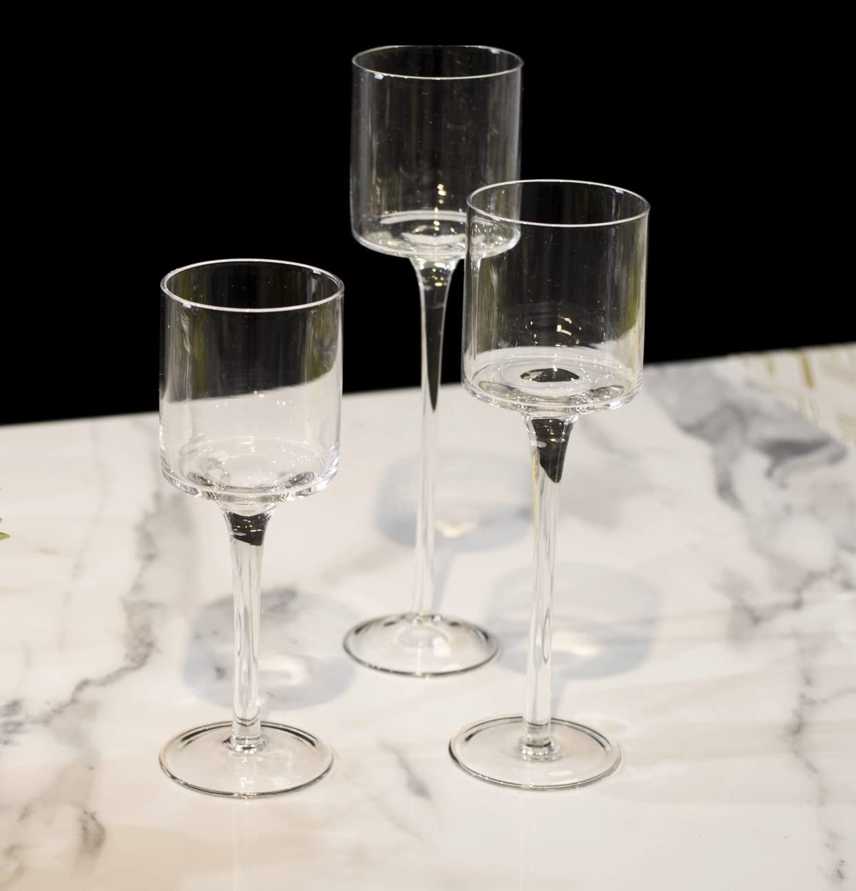 Mado gallery Clear Glass Candle holder Tea Light Candle set of 3 pieces for wedding & events & home accessories invite A piece of art into your home