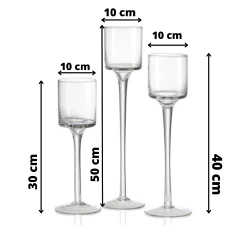 Mado gallery Clear Glass Candle holder Tea Light Candle set of 3 pieces for wedding & events & home accessories invite A piece of art into your home