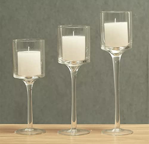 Mado gallery Clear Glass Candle holder Tea Light Candle set of 3 pieces for wedding & events & home accessories invite A piece of art into your home