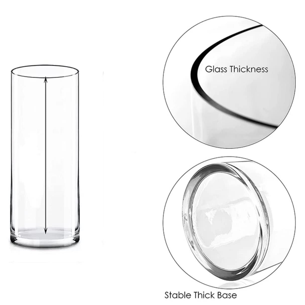 Mado gallery Cylinder GlassVases Set of 5 Decorative Centerpieces for Home or Wedding, Bulk Cylinder Flower & Plant Vases, Candle Holders for Home Decoration and Wedding Centerpieces