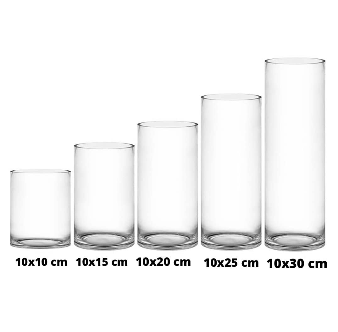 Mado gallery Cylinder GlassVases Set of 5 Decorative Centerpieces for Home or Wedding, Bulk Cylinder Flower & Plant Vases, Candle Holders for Home Decoration and Wedding Centerpieces