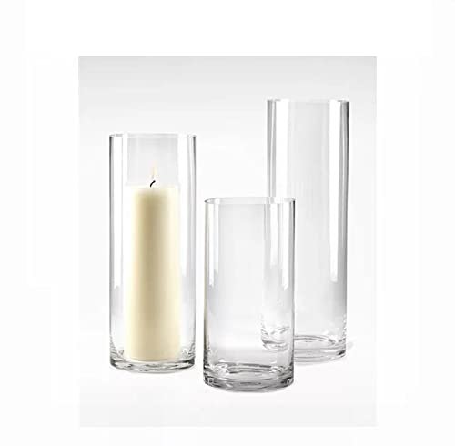 Mado gallery Glass Cylinder Vases Set of 3 Decorative Centerpieces for Home or Wedding, Bulk Cylinder Flower & Plant Vases, Candle Holders for Home Decoration and Wedding Centerpieces