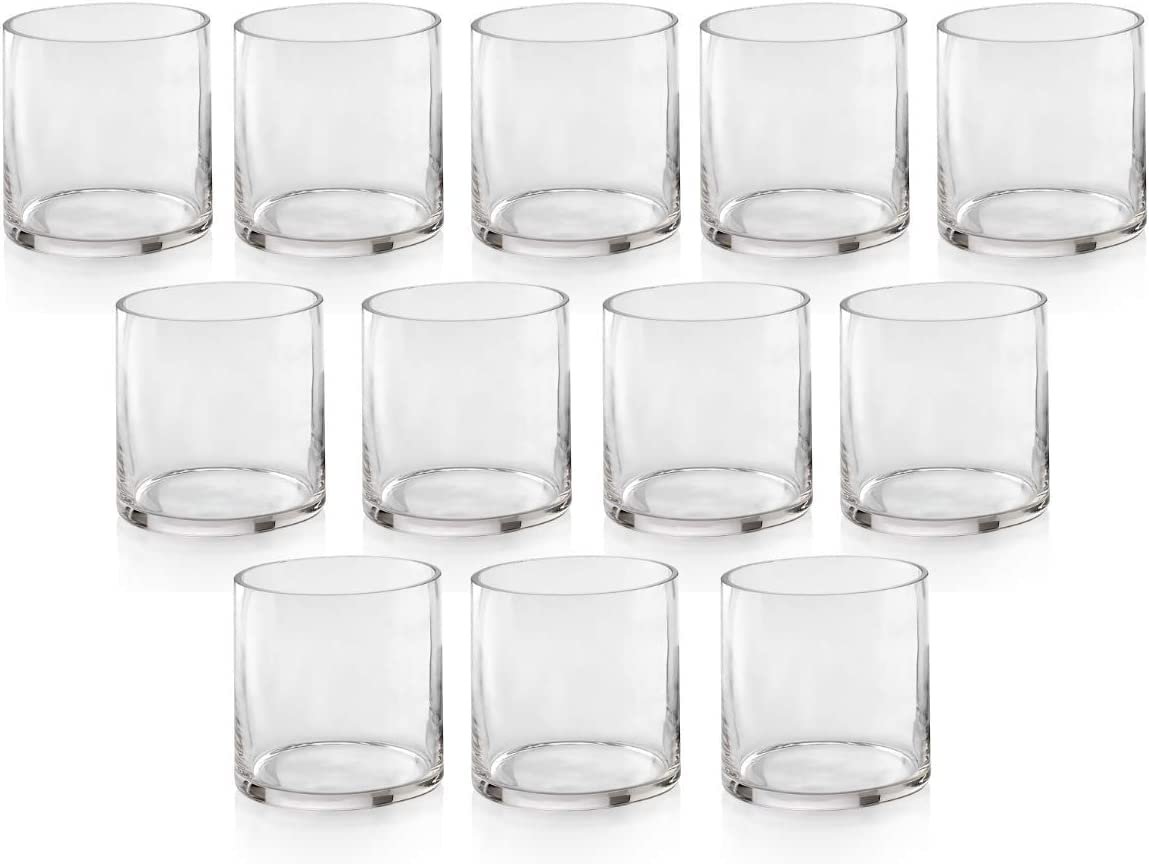 Mado gallery Glass Cylinder Vases Set of 12 Decorative Centerpieces for Home or Wedding, Bulk Cylinder Flower & Plant Vases, Candle Holders for Home Decoration and Wedding Centerpieces