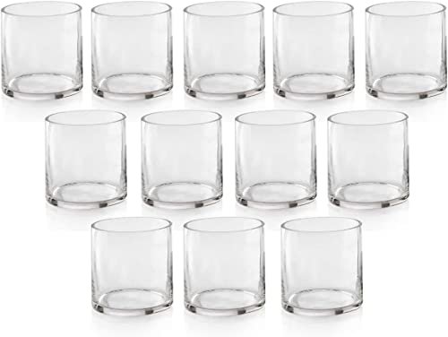 Mado gallery Glass Cylinder Vases Set of 12 Decorative Centerpieces for Home or Wedding, Bulk Cylinder Flower & Plant Vases, Candle Holders for Home Decoration and Wedding Centerpieces