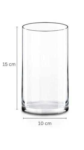 Mado gallery Glass Cylinder Vases size of (10 x 15 cm) Decorative Centerpieces for Home or Wedding, Bulk Cylinder Flower & Plant Vases, Candle Holders for Home Decoration and Wedding Centerpieces