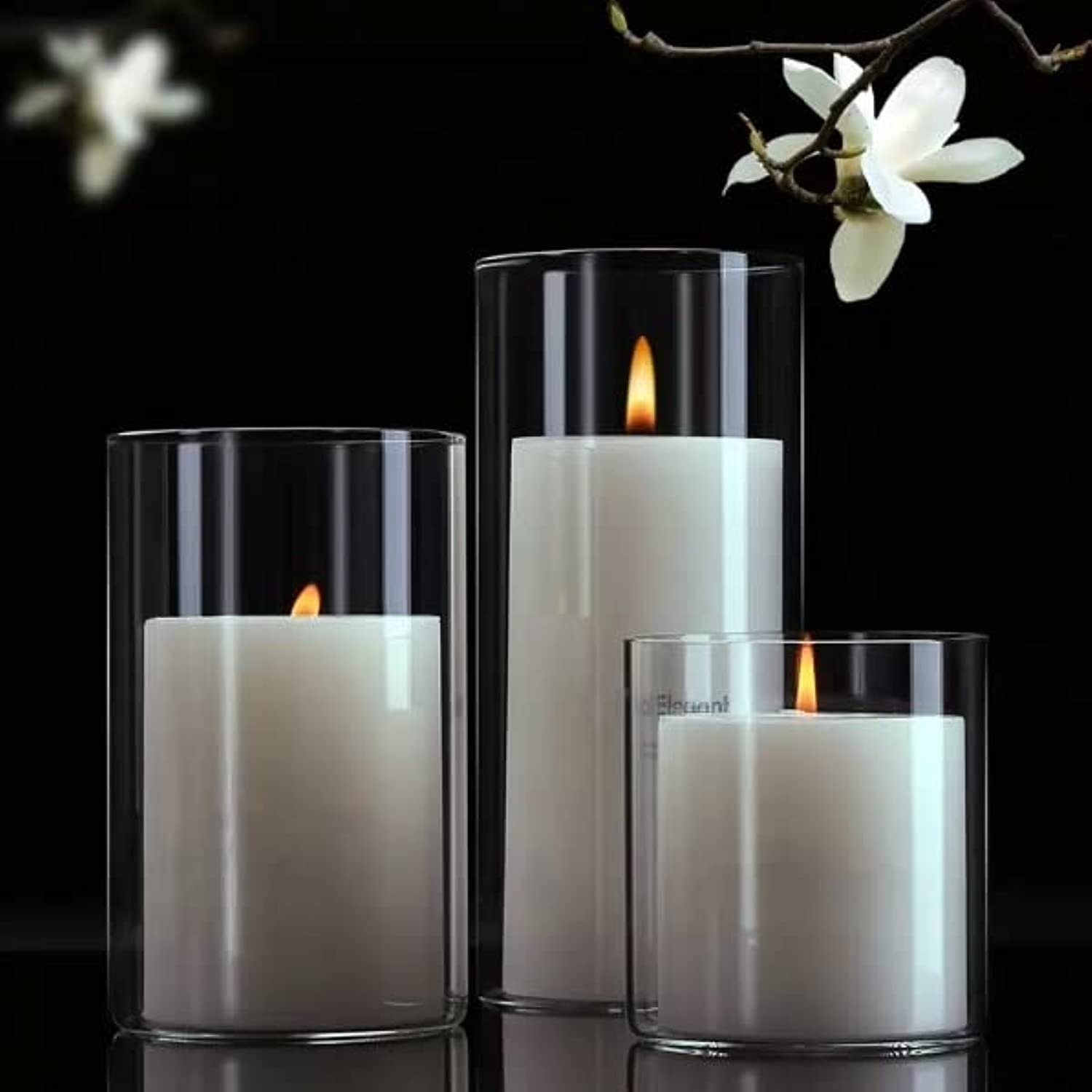 Graduated Clear Glass Cylinder Vases – Set of 3