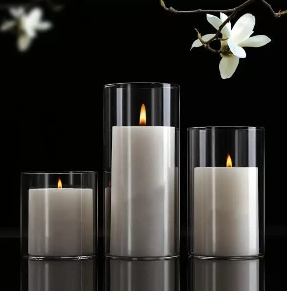 Mado gallery Glass Cylinder Vases Set of (3) Decorative Centerpieces for Home or Wedding, Bulk Cylinder Flower & Plant Vases, Candle Holders for Home Decoration and Wedding Centerpieces