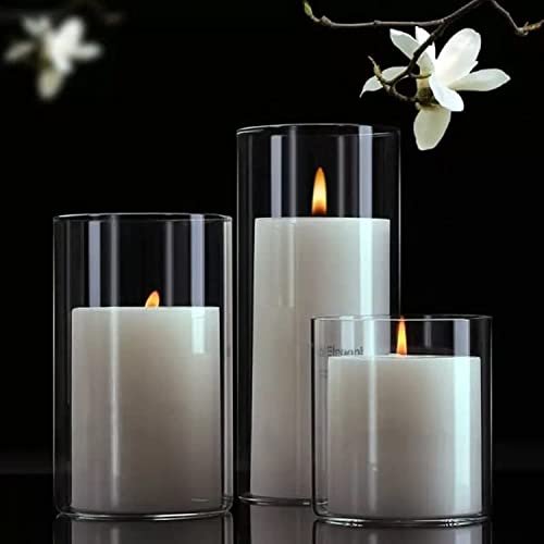 Mado gallery Glass Cylinder Vases Set of (3) Decorative Centerpieces for Home or Wedding, Bulk Cylinder Flower & Plant Vases, Candle Holders for Home Decoration and Wedding Centerpieces