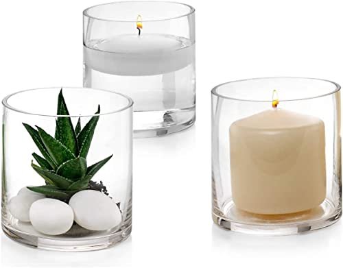 Mado gallery Glass Cylinder Vases size of (10 x 10 cm) Decorative Centerpieces for Home or Wedding, Bulk Cylinder Flower & Plant Vases, Candle Holders for Home Decoration and Wedding Centerpieces