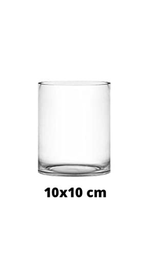 Mado gallery Glass Cylinder Vases size of (10 x 10 cm) Decorative Centerpieces for Home or Wedding, Bulk Cylinder Flower & Plant Vases, Candle Holders for Home Decoration and Wedding Centerpieces