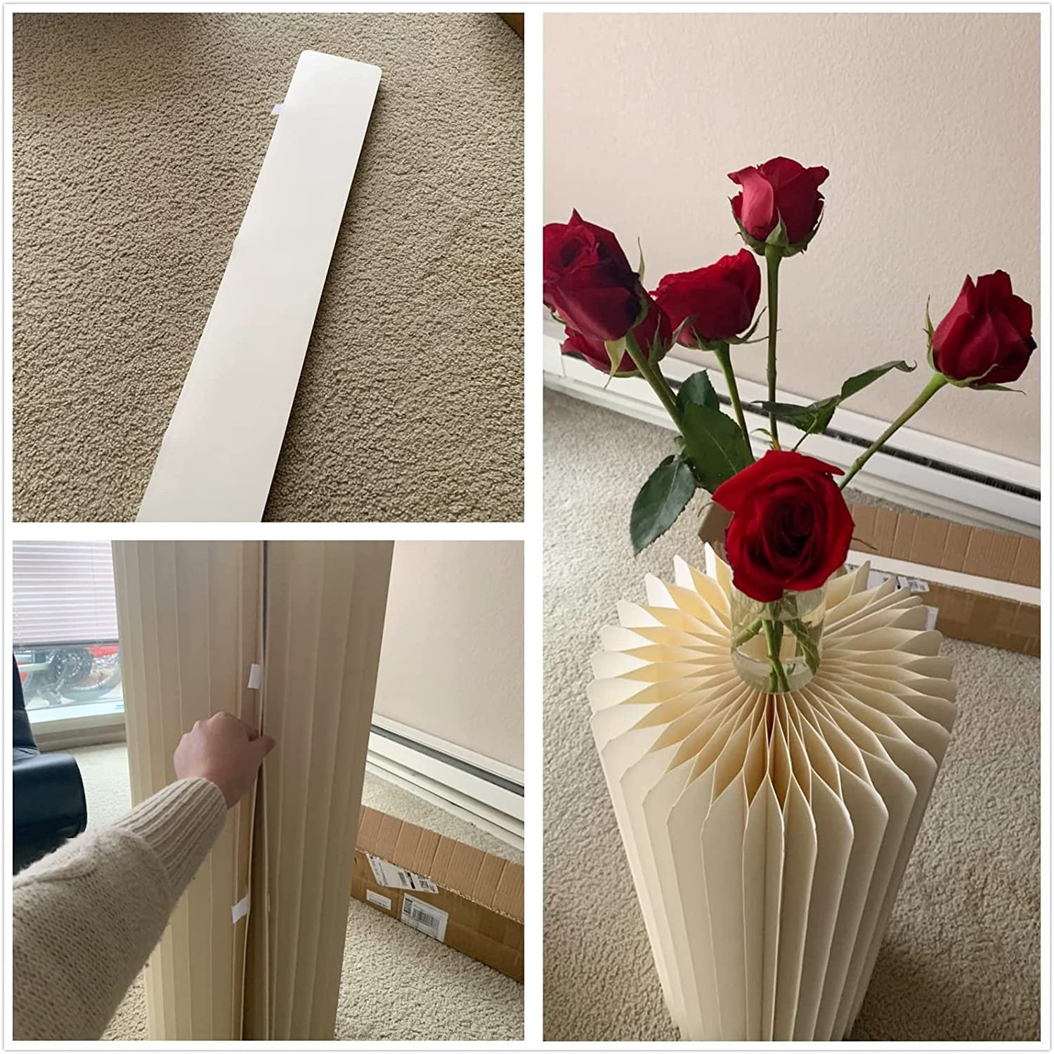 Mado gallery Wedding Centerpieces Foldable Cardboard Vases - Set of 4 Flower Vase Stand for Party Tables and Christmas & birthday Decorations with white Acrylic Cover
