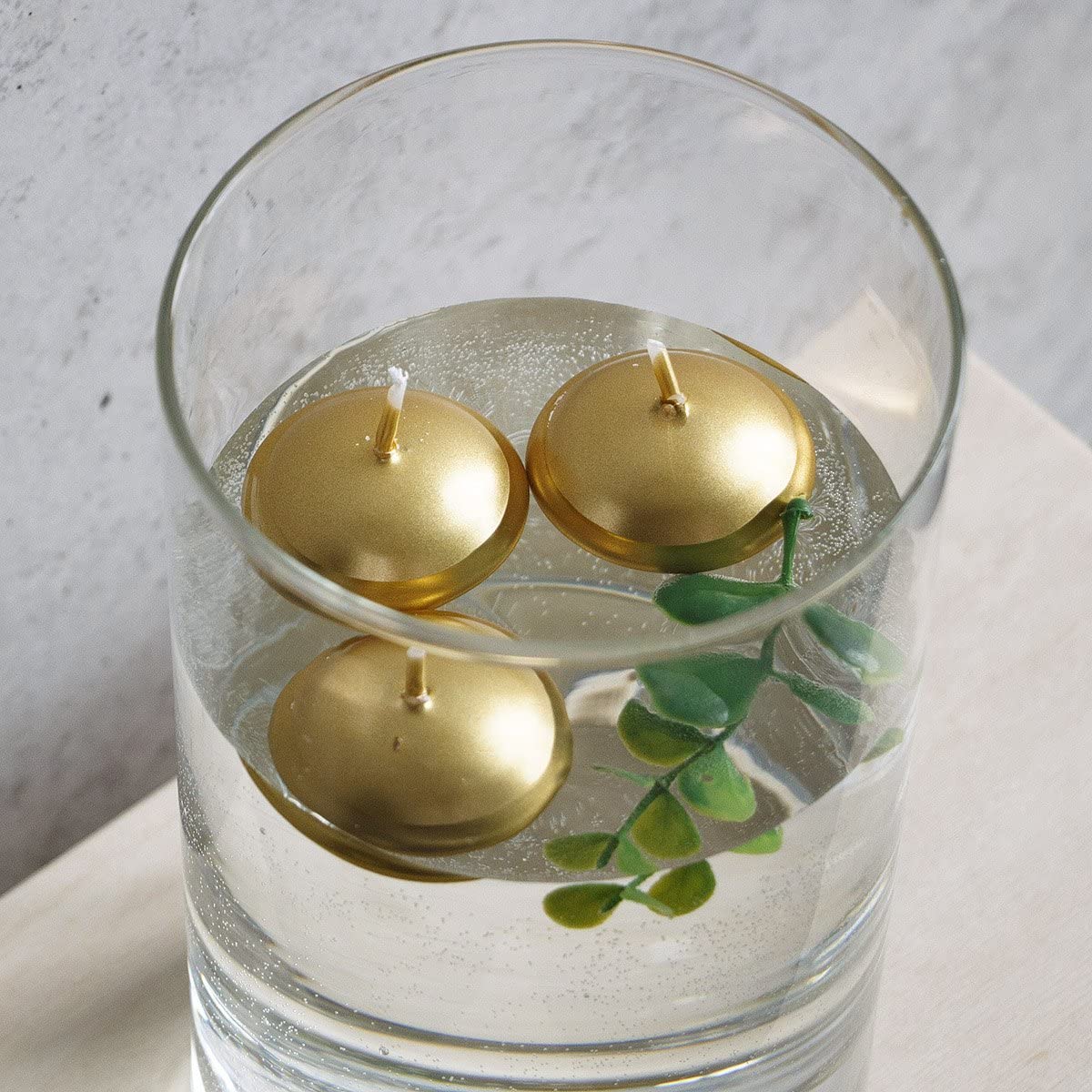 Mado gallery floating candles Natural, Pack of 24 pieces Ivory or Golden color, best option to light your home décor (Golden)