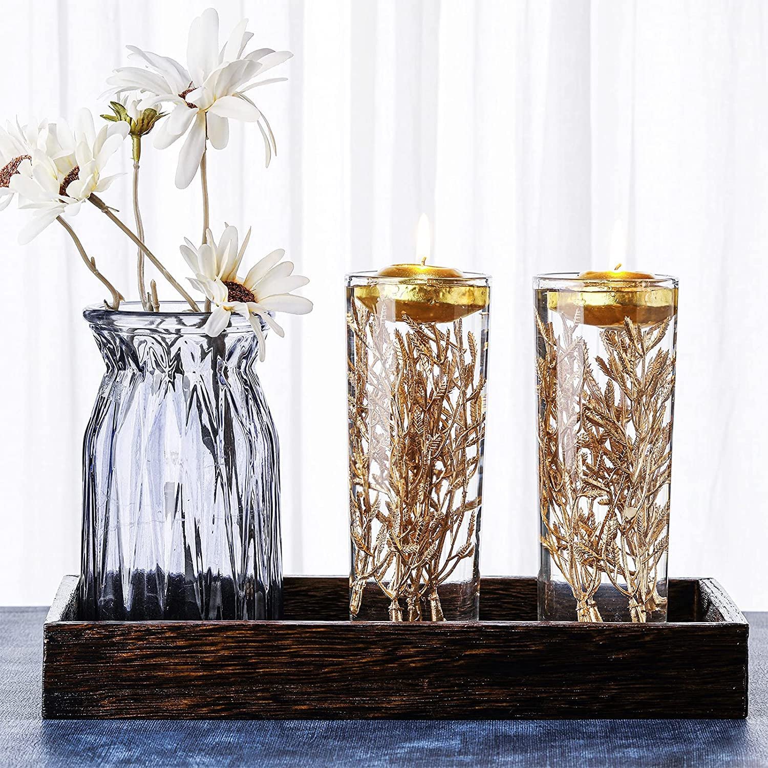 Mado gallery floating candles Natural, Pack of 24 pieces Ivory or Golden color, best option to light your home décor (Golden)