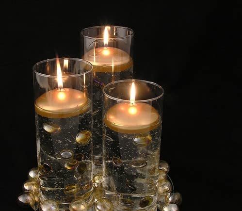 Mado gallery floating candles Natural, Pack of 24 pieces Ivory or Golden color, best option to light your home décor (Golden)