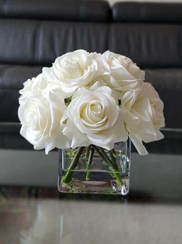Mado gallery square glass vase, Set of 4 Decorative Centerpieces for Wedding & Home Decoration, Bulk Cylinder Flower & Plant Vases, Candle Holders (15 CM / 5.9 Inch)