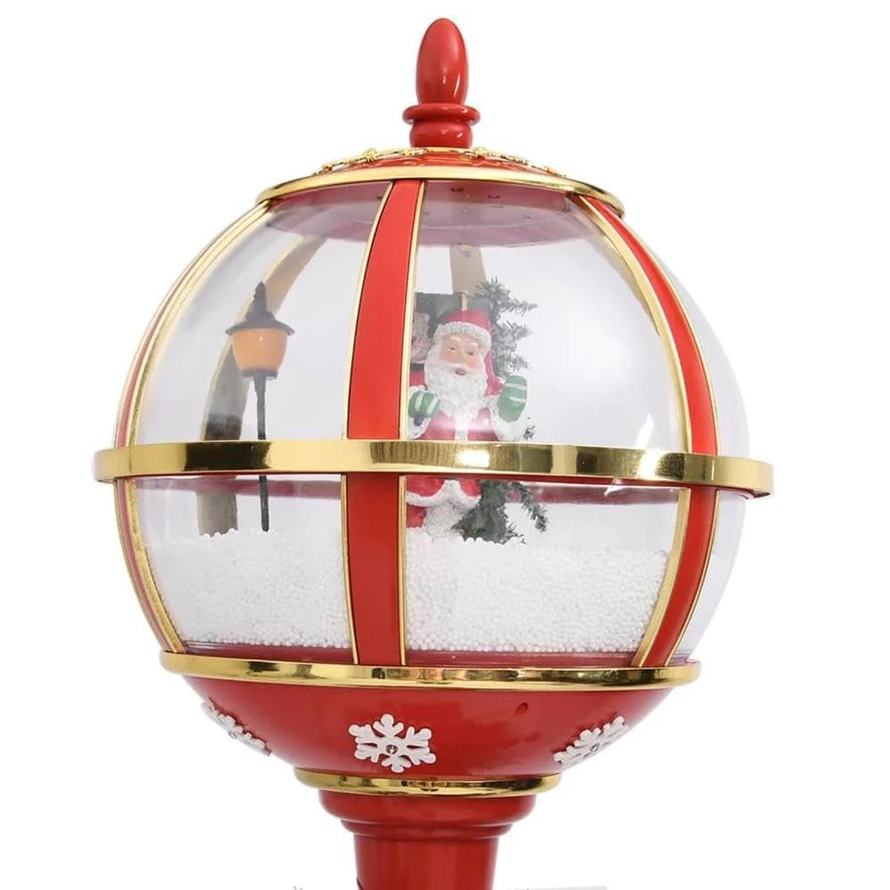 Christmas Street Lamp colors Red or white 64-180 cm tall with Light, Cascading Snow, and Christmas Music, for Festive Holiday & Christmas decorations (RED, 59 CM / 23 INCHES)