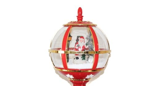 Christmas Street Lamp colors Red or white 64-180 cm tall with Light, Cascading Snow, and Christmas Music, for Festive Holiday & Christmas decorations (RED, 59 CM / 23 INCHES)