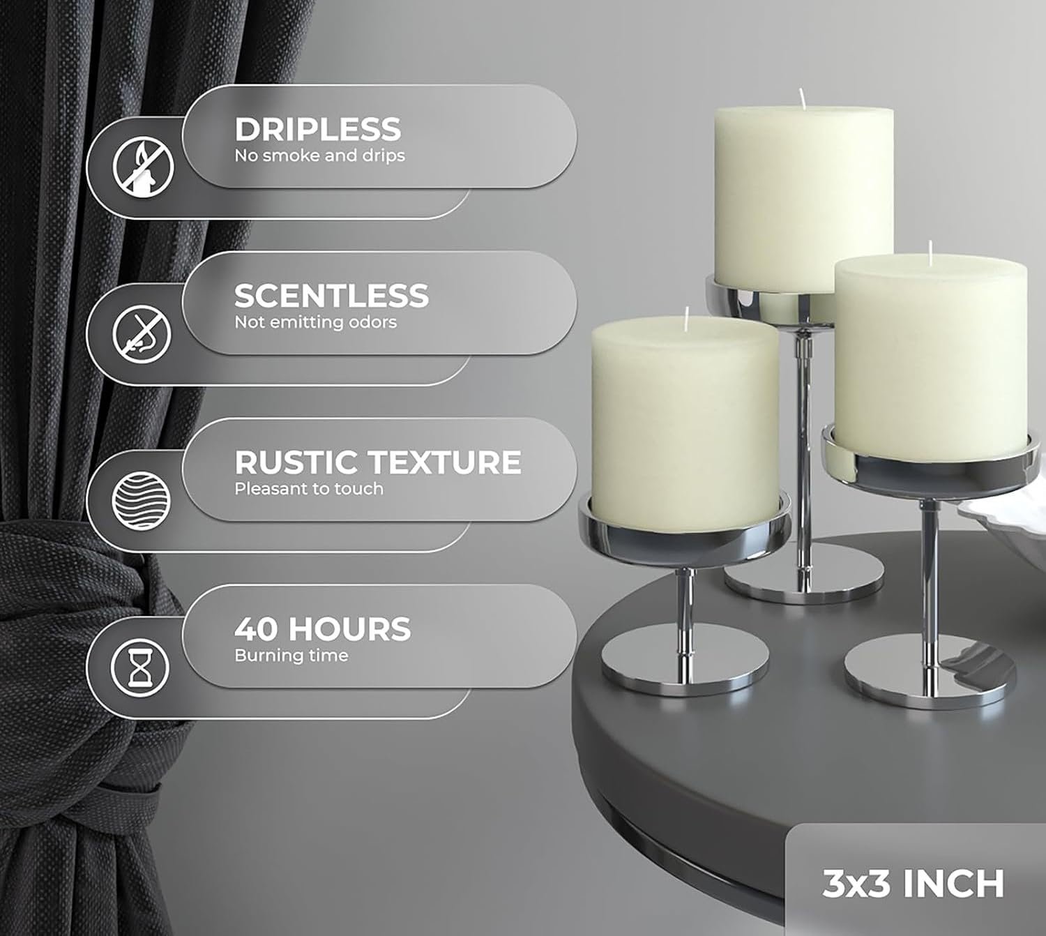 Ivory Unscented Pillar Candle – Ø7.5 cm | Mado Gallery