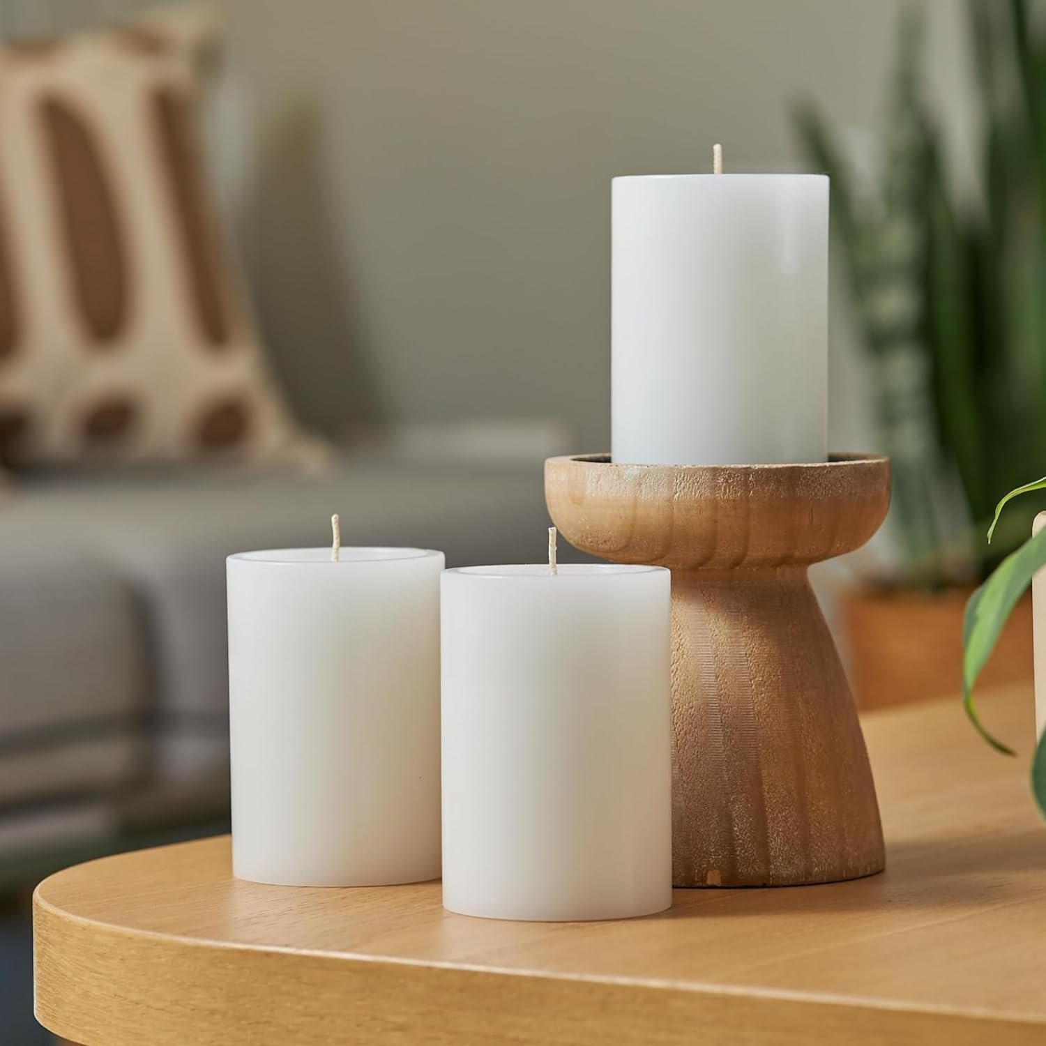 Mado Gallery Pillar Candles Mini & Large, Paraffin, Dripless, Long-Lasting, Unscented, Ivory Pillar Candles, Ideal Candles For Weddings Home Decorations (Package Of 1 Piece, 7.5x10 CM / 3x4 INCHES)