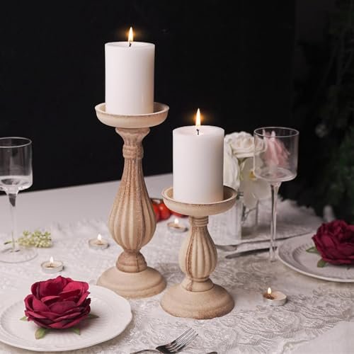 Mado Gallery Pillar Candles Mini & Large, Paraffin, Dripless, Long-Lasting, Unscented, Ivory Pillar Candles, Ideal Candles For Weddings Home Decorations (Package Of 1 Piece, 7.5x10 CM / 3x4 INCHES)