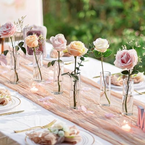 Mado Gallery Clear Cylinder Glass Vase, Single Size (5×20CM, 5×25CM, 5×30CM) – Tall Vase for Flowers, Floating or Pillar Candles, Ideal for Home & Wedding Decor (Box Of 1 Piece, 5 CM (D) x 20 CM (H))