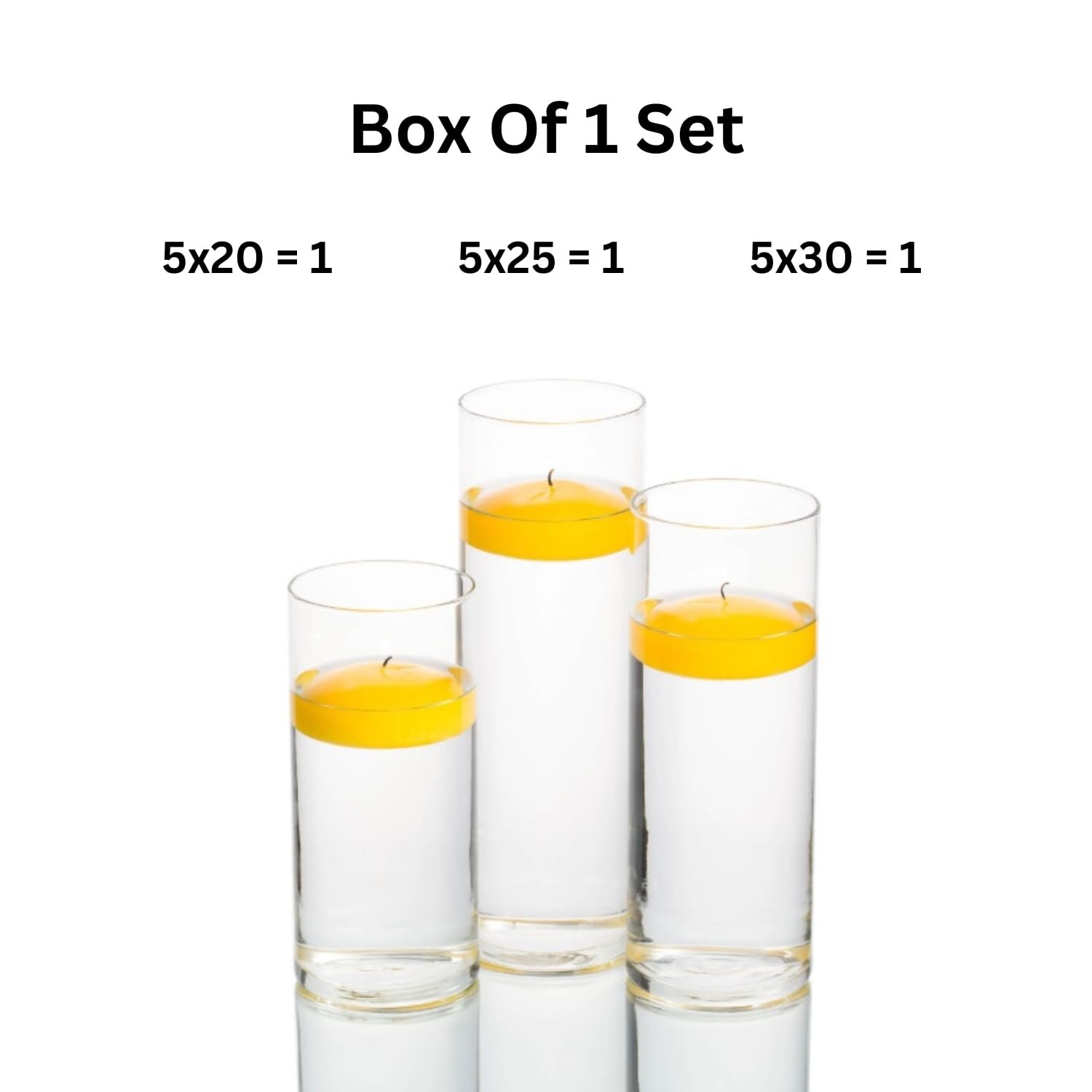 Mado Gallery Clear Cylinder Glass Vase Set – 3 Sizes (5×20CM, 5×25CM, 5×30CM) – Set of 1, 3, or 6 – Tall Vases for Flowers, Floating & Pillar Candles – Wedding & Home Decor (Package Of 1 Set)