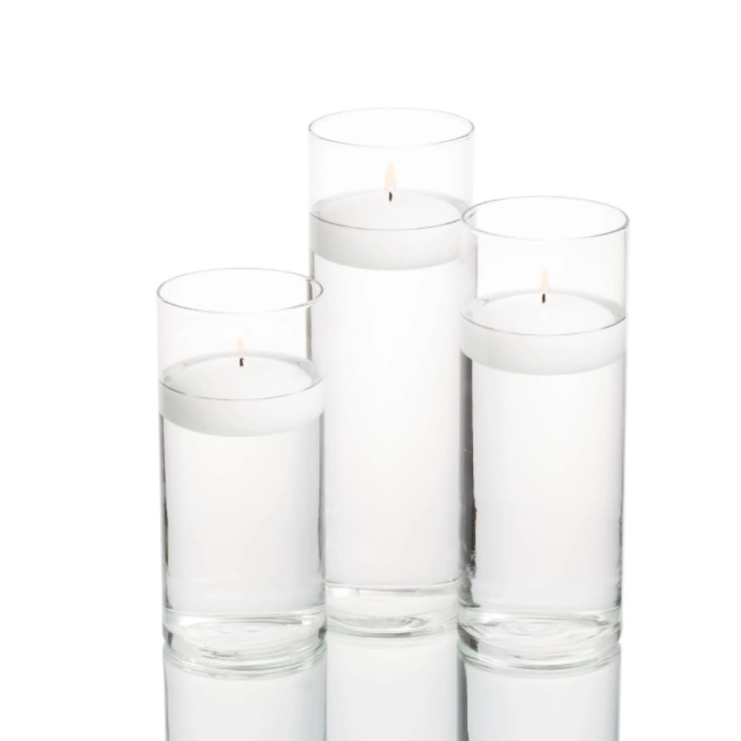 Mado Gallery Clear Cylinder Glass Vase Set – 3 Sizes (5×20CM, 5×25CM, 5×30CM) – Set of 1, 3, or 6 – Tall Vases for Flowers, Floating & Pillar Candles – Wedding & Home Decor (Package Of 1 Set)