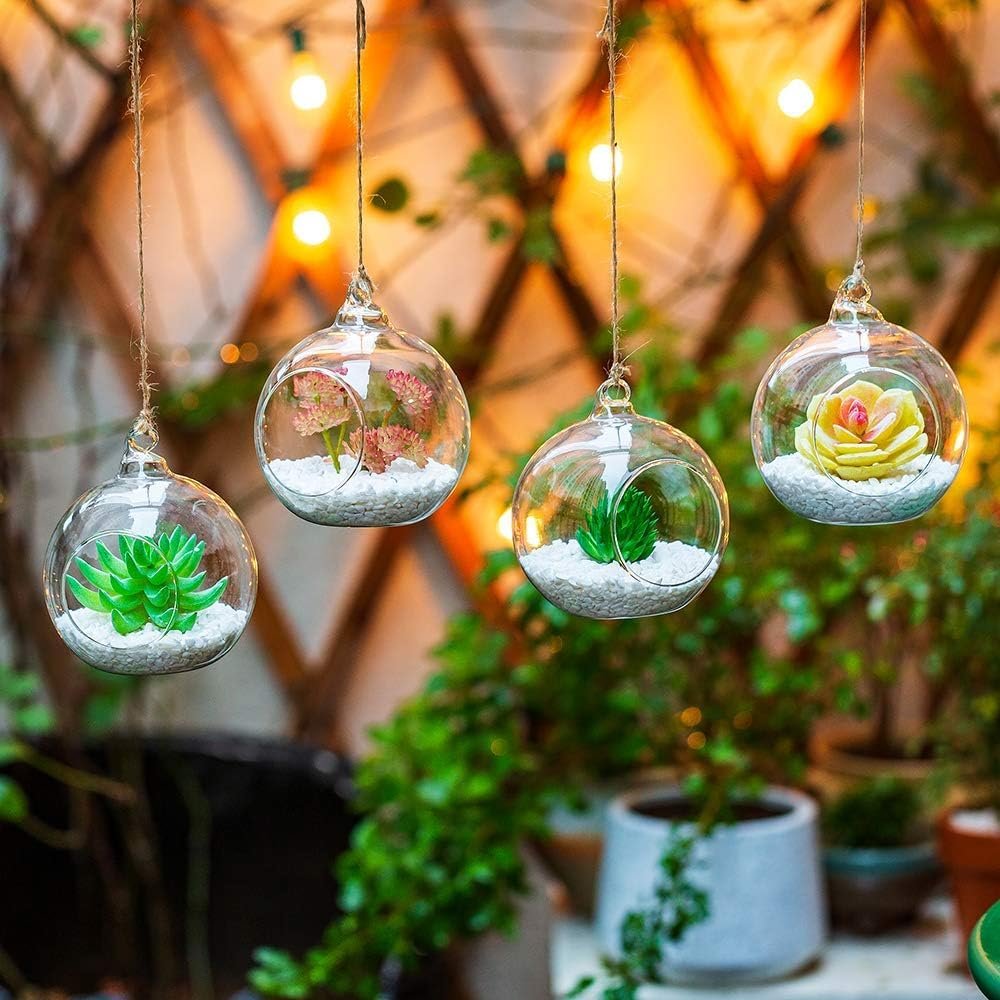 Hanging Glass Globe Holders with Jute & Fish Wire – 6, 12 or 24 Pieces | Mado Gallery