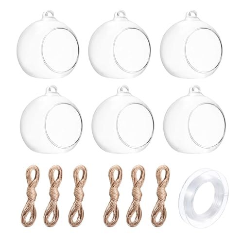 Hanging Glass Globe Holders with Jute & Fish Wire – 6, 12 or 24 Pieces | Mado Gallery