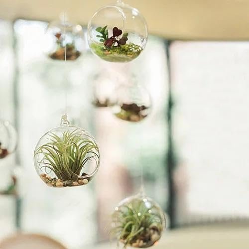 Hanging Glass Globe Candle Holder Set with Tealights, Jute & Fish Wire – 12 Pieces | Mado Gallery