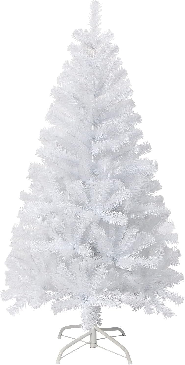 White Artificial Christmas Tree with Warm Lights – 120 to 210 cm
