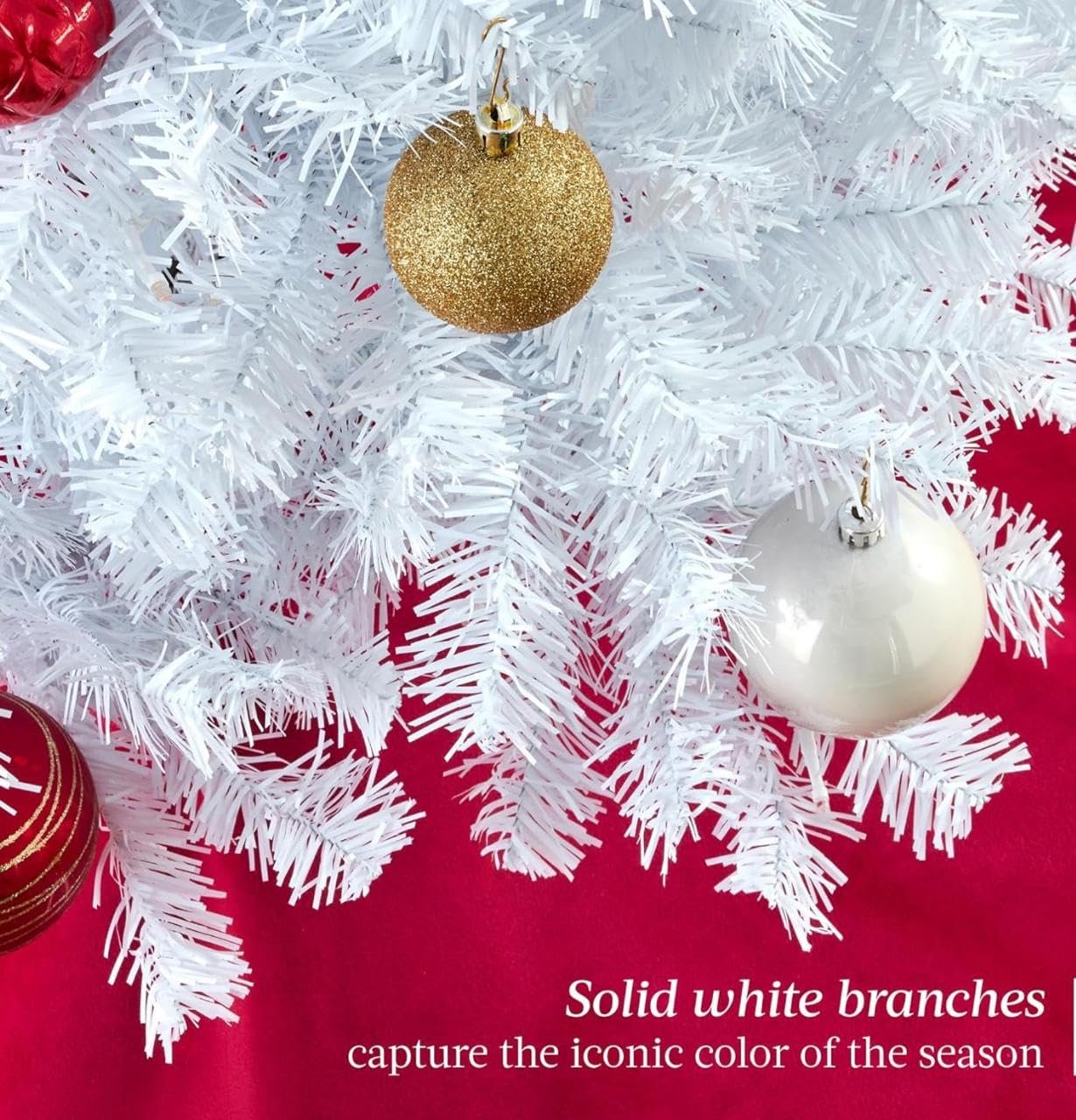 White Artificial Christmas Tree with Warm Lights – 120 to 210 cm | Mado Gallery