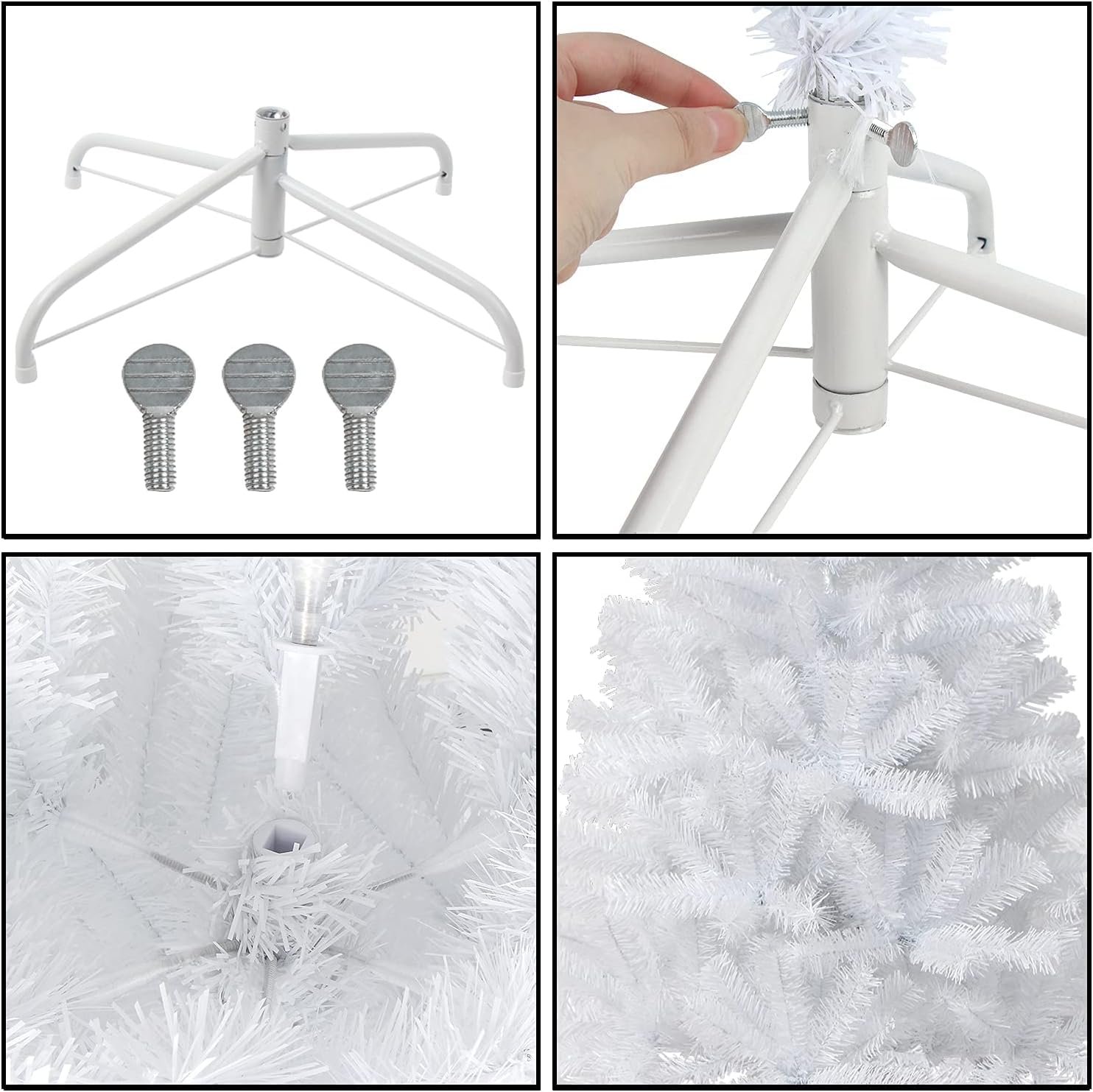 White Artificial Christmas Tree with Warm Lights – 120 to 210 cm | Mado Gallery