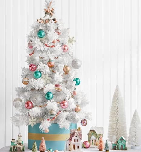 White Artificial Christmas Tree with Warm Lights – 120 to 210 cm | Mado Gallery