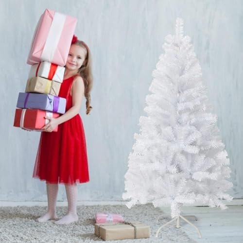 White Artificial Christmas Tree with Warm Lights – 120 to 210 cm | Mado Gallery