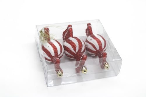 Red Glitter Candy Cane Ornaments – Pack of 3 | Mado Gallery