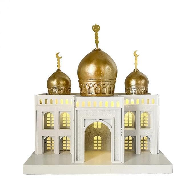 Wooden LED Mosque Decor with Gold Dome | Mado Gallery
