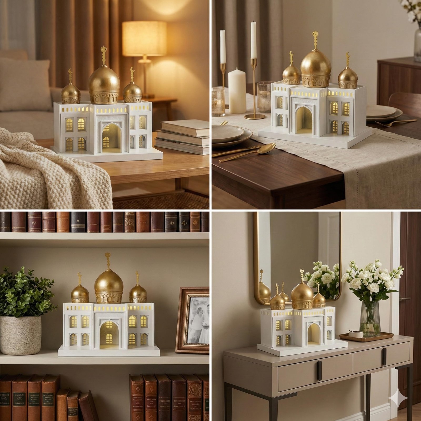 Wooden LED Mosque Decor with Gold Dome | Mado Gallery