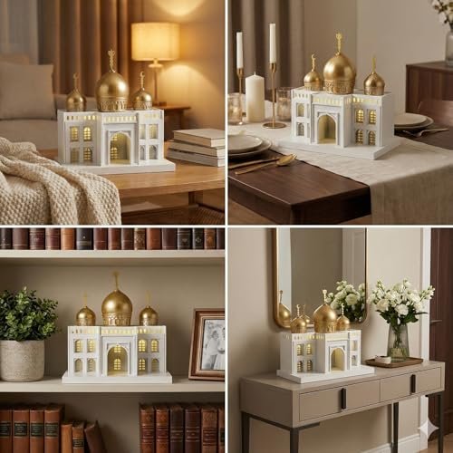 Wooden LED Mosque Decor with Gold Dome | Mado Gallery