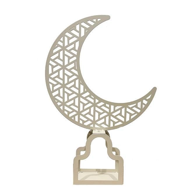 Ivory Crescent Moon Metal Table Decor – 35 × 6 × 50 cm | Mado Gallery