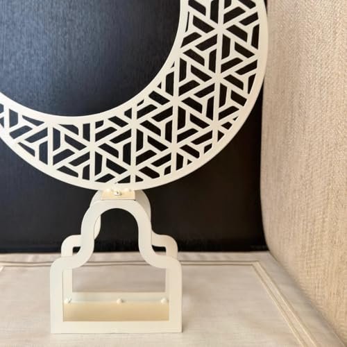 Ivory Crescent Moon Metal Table Decor – 35 × 6 × 50 cm | Mado Gallery