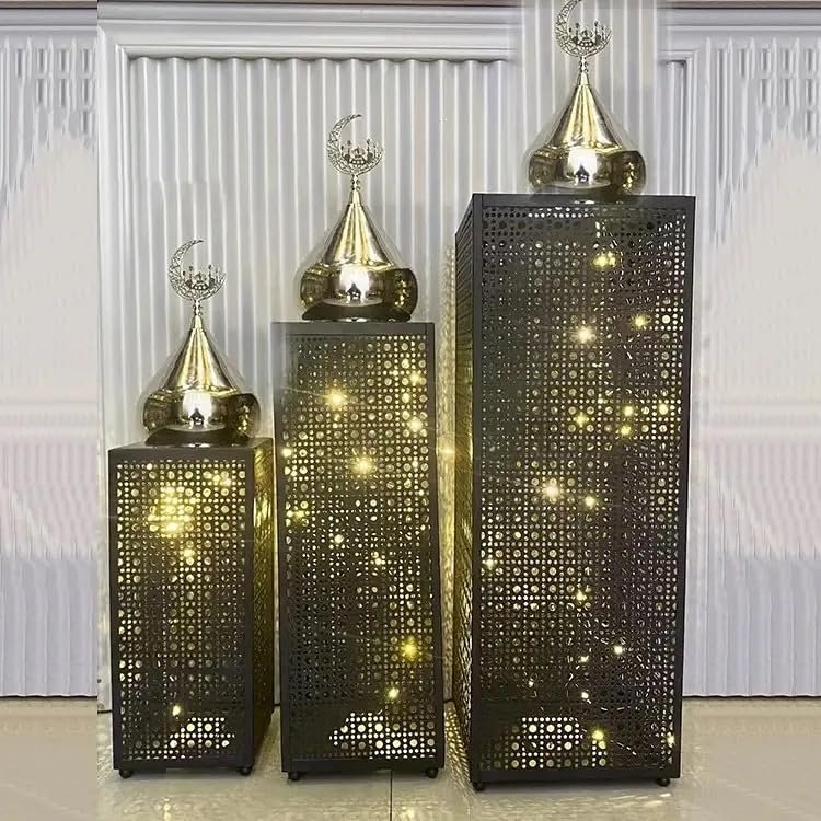Black Metal LED Crescent Lanterns – Set of 3 | Mado Gallery
