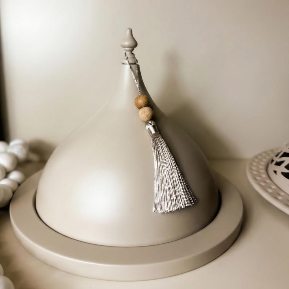 Ivory Conical Dessert & Date Stand with Tassel