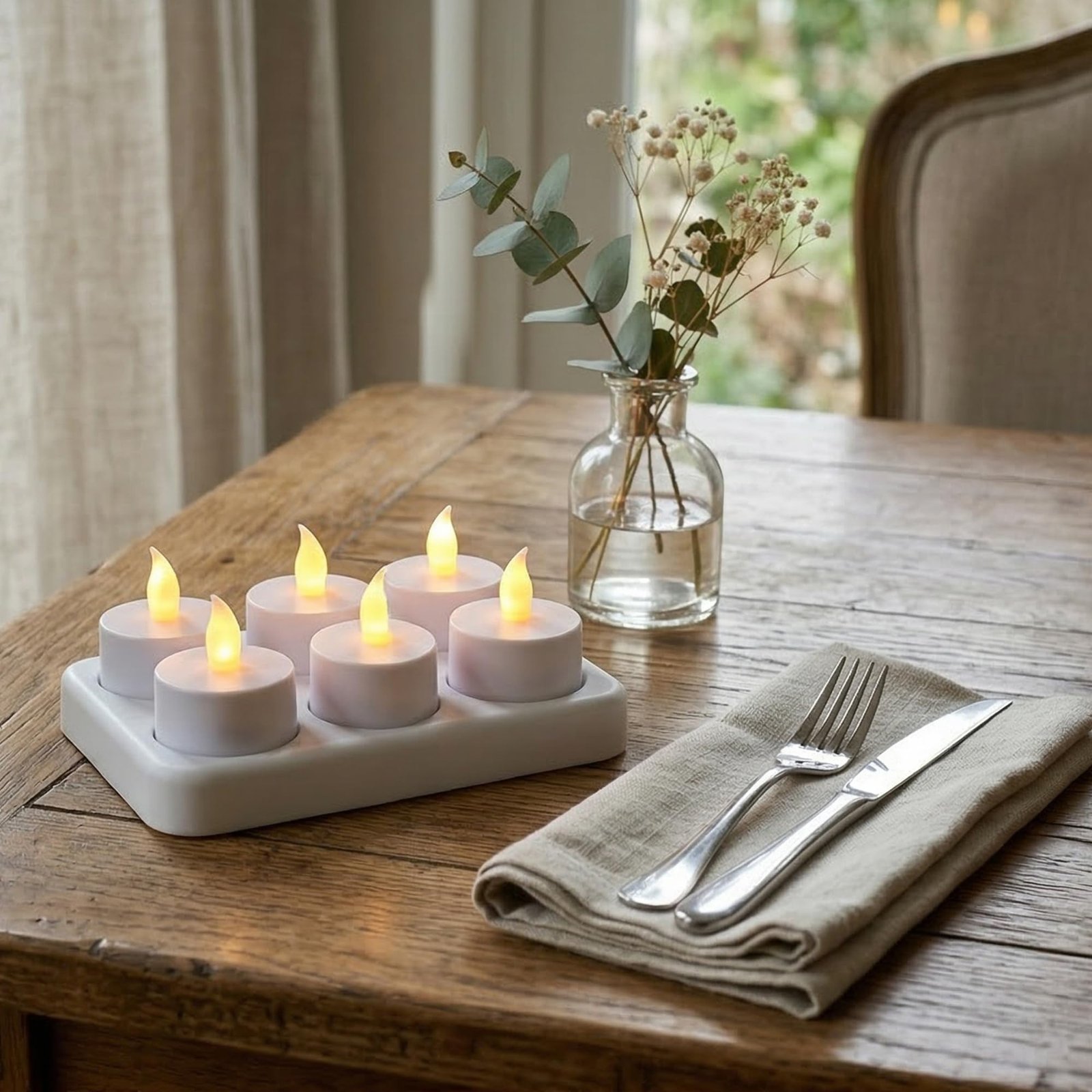 Rechargeable LED Tea Lights with Remote & Charging Base – 6, 12 or 18 Pieces | Mado Gallery