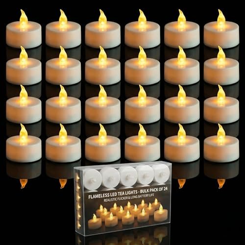 Warm White Flameless LED Tea Lights – Pack of 24 | Mado Gallery